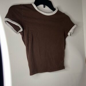 Brown and White Ringer T-Shirt